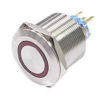 MPPK-25Z21FER4SS-ANRN - Vandal Resistant Switch, Ring Illumination, 25 mm, DPST-NO, Maintained, Round Flat, Natural - MULTICOMP PRO