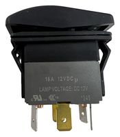 MPX5-234BNN-1ABD-4FN-S - Rocker Switch, 12VDC LED, IP67, On-Off-On, DPDT, Illuminated, Panel, Snap-In, Black - MULTICOMP PRO