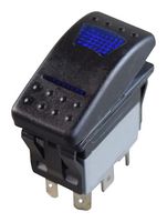 MPX5-214ENN-1ABD-4RN-S - Rocker Switch, 12VDC LED, IP67, On-Off, DPST-NO, Illuminated, Panel, Snap-In, Black - MULTICOMP PRO