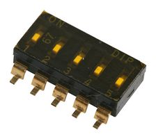 MCEMR-05-T-V - DIP / SIP Switch, 5 Circuits, Recessed, Surface Mount, SPST-NO, 24 V, 25 mA - MULTICOMP PRO