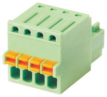 MP010257 - Pluggable Terminal Block, 2.5 mm, 4 Ways, 0.5 mm², Push In - MULTICOMP PRO
