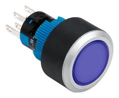 MPAB-PB-1046 - Industrial Pushbutton Switch, 12 V LED, MPAB-PB Series, 22 mm, SPDT, Momentary, Round, Blue - MULTICOMP PRO