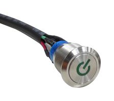 MPB19-A0F11E-712-T1Q - Vandal Resistant Switch, Ring Illuminated, 12V, MPB19/25 Series, 19 mm, SPST-NO, SPST-NC - MULTICOMP PRO
