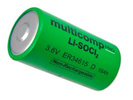 MP013867 - Battery, 3.6 V, D, Lithium Thionyl Chloride, 19 Ah, Raised Positive and Negative, 1 - MULTICOMP PRO