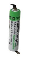 MP001181 - Rechargeable Battery, 1.2 V, Nickel Metal Hydride, 1.1 Ah, AAA, Raised Positive and Flat Negative - MULTICOMP PRO