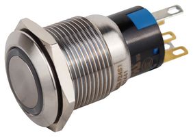 MPF24S1-12G34WFS002 - Vandal Resistant Switch, 24V LED, MPF Series, 19 mm, SPST-NO, SPST-NC, Momentary, Round Flush - MULTICOMP PRO