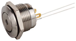MPF12S1-1212GFS001 - Vandal Resistant Switch, 6V LED, MPF Series, 16 mm, SPST-NO, Momentary, Round Flush, Natural - MULTICOMP PRO