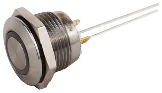 MPF12S1-1213BFS002 - Vandal Resistant Switch, 12V LED, MPF Series, 16 mm, SPST-NO, Momentary, Round Flush, Natural - MULTICOMP PRO