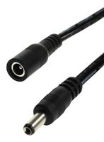 MP014091 - Barrel Power Cord, DC Splitter, 2.1mm DC Power Plug to 2.1mm DC Power Socket, 4.9 ft, 1.5 m, Black - MULTICOMP PRO