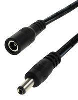 MP014092 - Barrel Power Cord, DC Splitter, 2.1mm DC Power Plug to 2.1mm DC Power Socket, 16.4 ft, 5 m, Black - MULTICOMP PRO