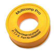 MP014994 - Tape, Sealing, PTFE, White, 10m x 12mm, 3 mil (0.075 mm) Thickness - MULTICOMP PRO