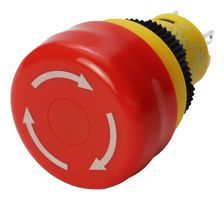 MP015194 - Emergency Stop Switch, Red, 16mm/Panel, DPST-NC, Pushlock Turn Reset, Solder Lug, 5 A, 125 V - MULTICOMP PRO