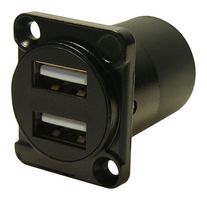 MP-CP30086 - USB Adapter, Black Metal, USB Type A Receptacle, USB Type A Receptacle, USB 2.0 - MULTICOMP PRO