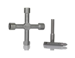 MP015196 - Cross Key Wrench Set, 4 Way Universal Key Wrench, 1/4" Hex Shank Double End Bit, 1/4" Hex Adapter - MULTICOMP PRO