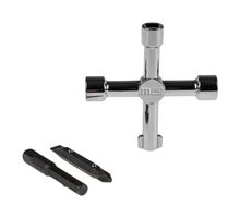 MP015197 - Cross Key Wrench Set, 4 Way Universal Key Wrench, 1/4" Hex Shank Double End Bit, 1/4" Hex Adapter - MULTICOMP PRO