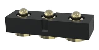 MP015205 - Spring Loaded Connector, Pogo Pin Header, 2.54 mm, 1 Row, 3 Contacts, Surface Mount, Brass - MULTICOMP PRO