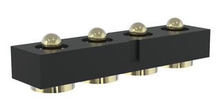 MP015206 - Spring Loaded Connector, Pogo Pin Header, 2.54 mm, 1 Row, 4 Contacts, Surface Mount, Brass - MULTICOMP PRO