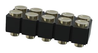 MP015215 - Spring Loaded Connector, Pogo Pin Header, 2.54 mm, 2 Row, 10 Contacts, Surface Mount, Brass - MULTICOMP PRO