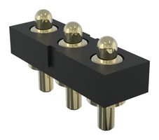 MP015217 - Spring Loaded Connector, Pogo Pin Header, 2.54 mm, 1 Row, 3 Contacts, Through Hole Mount, Brass - MULTICOMP PRO