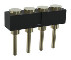 MP015221 - Spring Loaded Connector, Pogo Pin Header, 2.54 mm, 1 Row, 4 Contacts, Through Hole Mount, Brass - MULTICOMP PRO