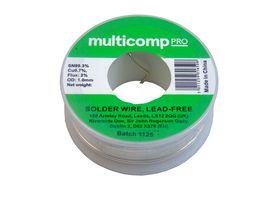 MP015410 - Solder Wire, Lead Free, 1 mm Diameter, 232°C, 99.3, 0.7 Sn, Cu, 50 G - MULTICOMP PRO