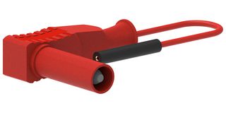 MP-FEML-RASR - Test Patch Lead, 4mm Right Angle Banana Plug, Shrouded, 0.8mm Jack, 19.7 ", 500 mm, Red, 3 A - MULTICOMP PRO
