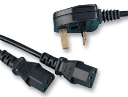 PE01092 - LEAD UK PLUG TO 2X IEC C13 SKT BLK 2M - PRO ELEC