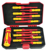 MP015797 - Insulated Tool Kit, 13 Pcs of 1x Screwdriver Handle, 4x Slotted Shaft, 2x Phillips & Pozidriv Shafts - MULTICOMP PRO