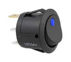 MP-RR044 - Rocker Switch, 12/24V Blue Dot LED, On-Off, SPST-NO, Illuminated, Panel, Snap-In - MULTICOMP PRO