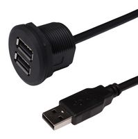 MP015827 - USB Cable, C4 Panel Mount, IP67, Type A USB Plug to 2x Panel Type A Receptacle, 300 mm, 11.8 " - MULTICOMP PRO