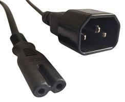 MP-FCR72027 - Mains Power Cord, IEC 60320 C7 to IEC 60320 C14, 1 m, 2.5 A, 250 V, Black - MULTICOMP PRO