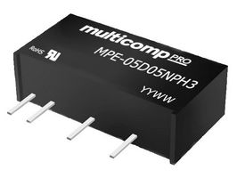MPE-05D05NPH3 - Isolated Through Hole DC/DC Converter, ITE & Industrial, SIP, 1 W, 2 Output, 5 V - MULTICOMP PRO