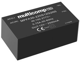 MPFA30-220S24G2N5 - AC/DC PCB Mount Power Supply (PSU), ITE, Industrial & Household, 1 Output, 30 W, 24 V, 1.25 A - MULTICOMP PRO