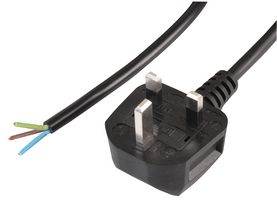PEL01286 - UK PLUG TO OPEN END 1MM BLACK 1M - PRO ELEC