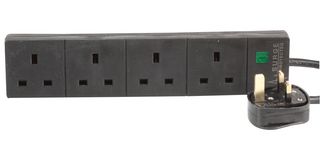 PELB1167 - EXTENSION LEAD 4 GANG SURGE BLK 4M - PRO ELEC