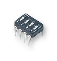 NDIR04ST - DIP / SIP Switch, 4 Circuits, Slide, Through Hole, SPST, 24 VDC, 25 mA - APEM