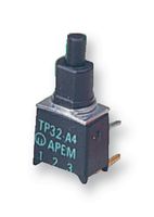 TP42W0080 - Pushbutton Switch, TP, DPDT, On-(On), Plunger, Black - APEM
