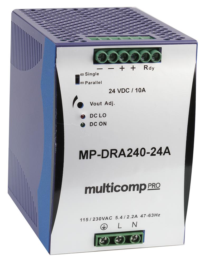 MP-DRA240-24A PSU, DIN RAIL, 24V, 240W MULTICOMP PRO