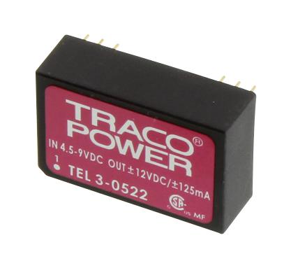 TEL 3-0522 CONVERTER, DC/DC, 3W, +/-12V TRACO POWER