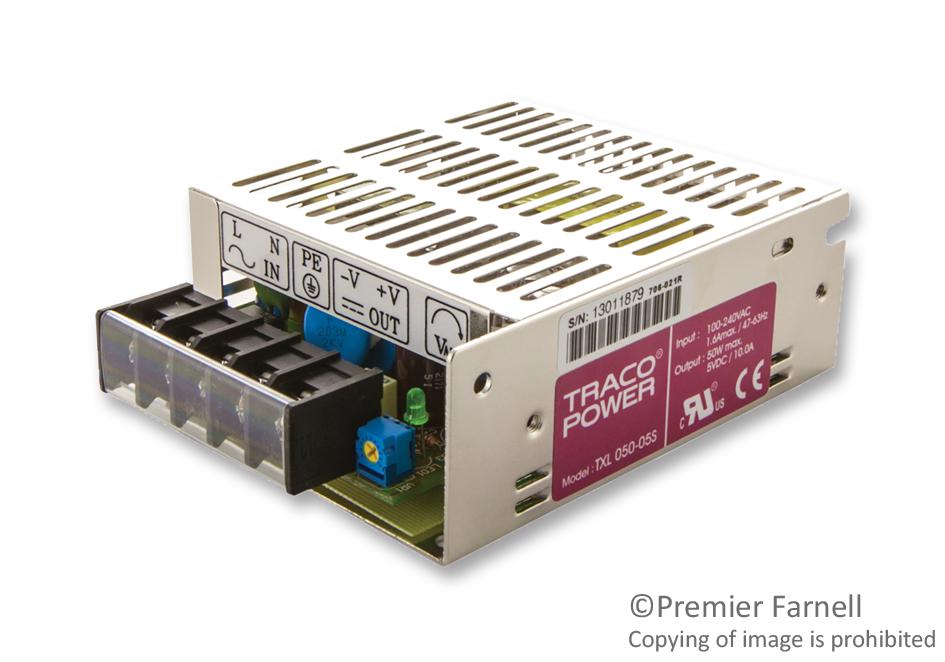 TXL 050-05S PSU, ENCLOSED, 50W, 5V TRACO POWER