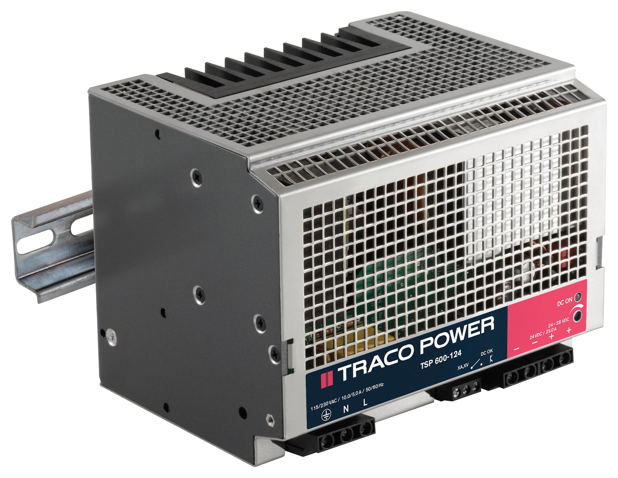 TSP 600-124 PSU, RAIL, 600W, 24V/25A TRACO POWER