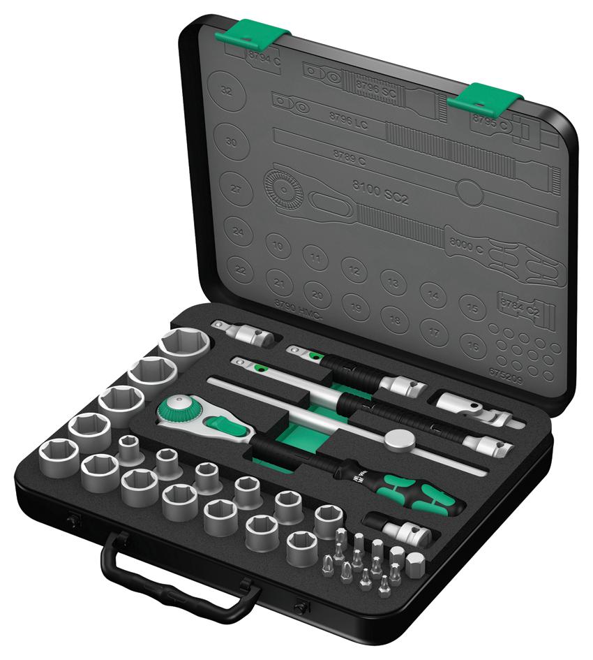 8100 SC 2 ZYKLOP RATCHET SET 1/2" METRIC 37PCS WERA