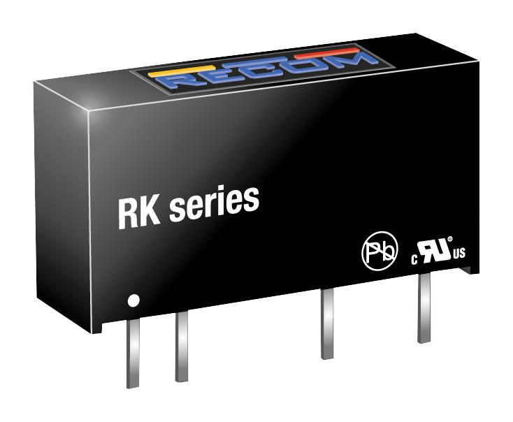 RK-2412S DC/DC CONV, 1W, 12V, 0.084A, SIP RECOM POWER
