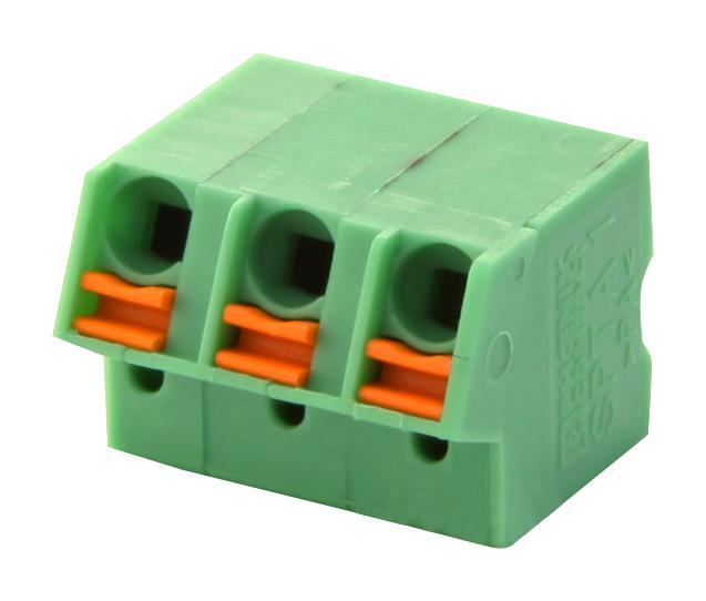 SPTA 1/3-5.0 TERMINAL BLOCK, WIRE TO BRD, 3POS, 16AWG PHOENIX CONTACT