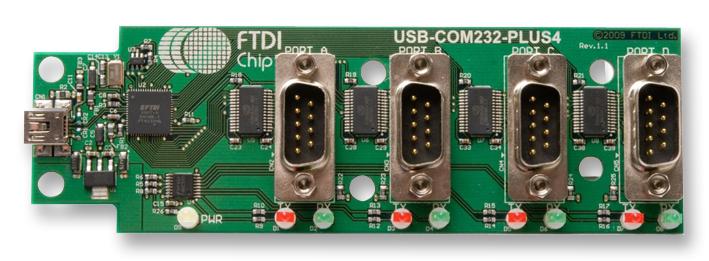 USB-COM232-PLUS4 MOD, USB HS TO RS232, 4 CH, FT4232H FTDI