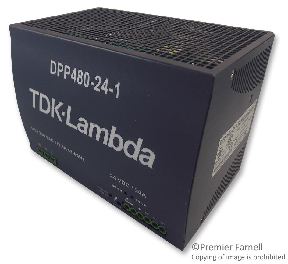 DPP480-24-1 PSU, AC/DC, DIN RAIL, 24V, 480W, 1PH TDK-LAMBDA