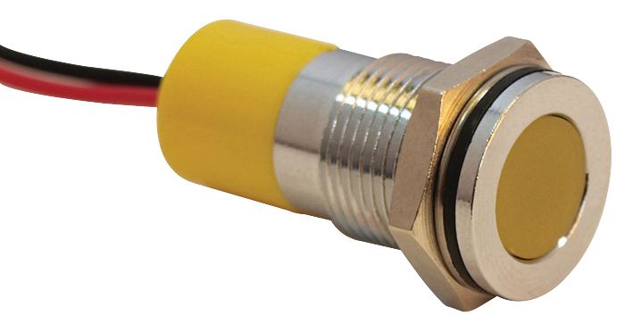 Q14F3CXXY12E INDIC FLUSH CHROME YELLOW 12VDC,IP67 APEM