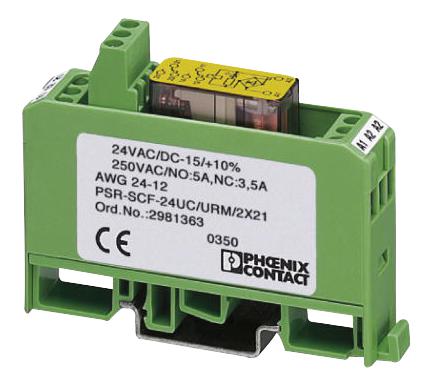 PSR-SCF-24UC/URM /2X21 RELAY, SAFETY, DPDT, 250V, 5A PHOENIX CONTACT