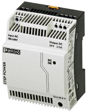 STEP-PS/1AC/24DC/2,5 PSU, DIN RAIL, 24V, 2.5A PHOENIX CONTACT