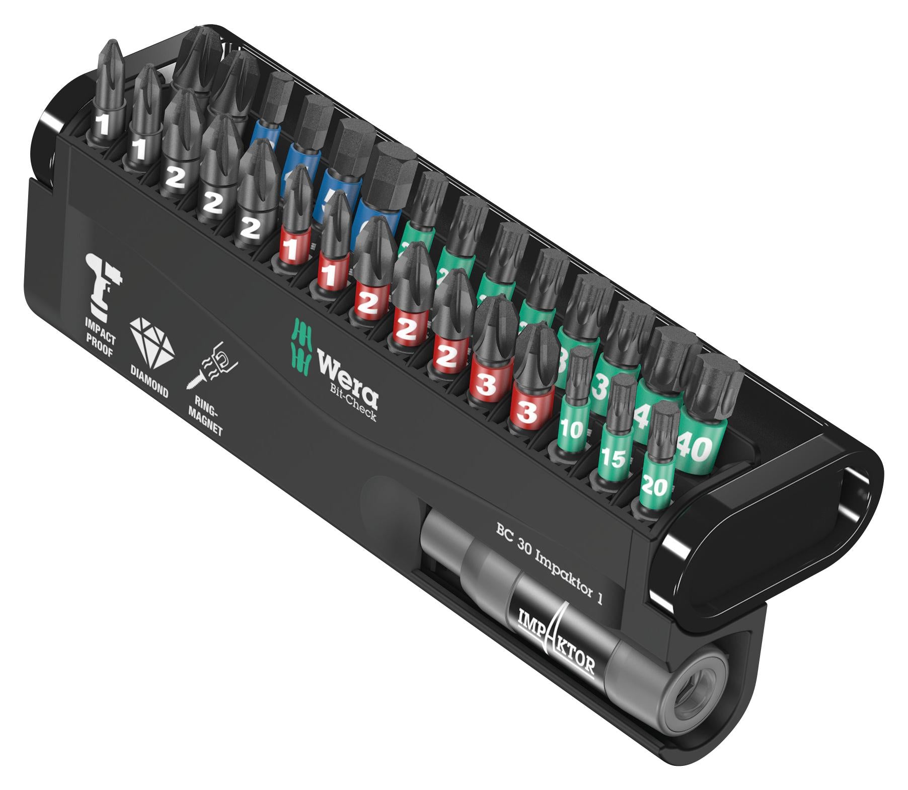 BC IMPAKTOR/30 BIT-CHECK BIT SET, 25MM, IMPAKTOR, 30PC WERA